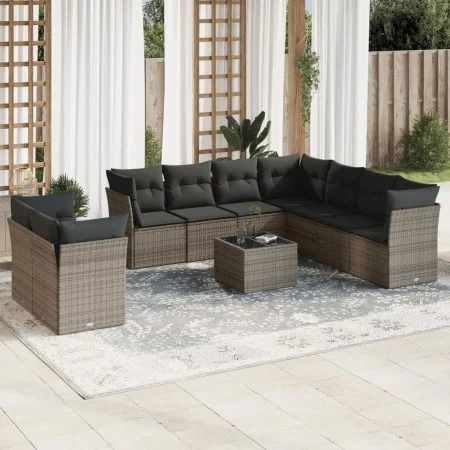 10-piece garden sofa set with gray synthetic rattan cushions by , Garden sets - Ref: Foro24-3249689, Price: 616,47 €, Discoun...