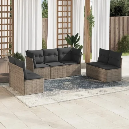 7-piece garden sofa set with gray PE rattan cushions by , Garden sets - Ref: Foro24-3249249, Price: 409,56 €, Discount: %