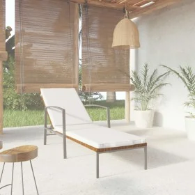Garden lounger with brown synthetic rattan cushion by , Loungers - Ref: Foro24-317640, Price: 98,87 €, Discount: %