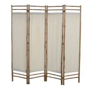 Biombo plegable con 4 paneles 160 cm bambú lona