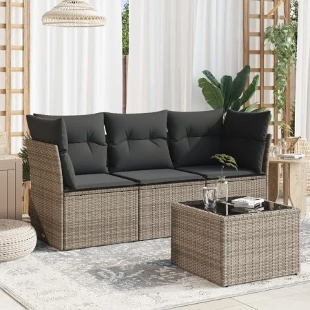 Set de sofás de jardín 4 pzas y cojines ratán sintético gris by , Garden sets - Ref: Foro24-3249059, Price: 241,33 €, Discoun...