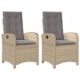 Sillones reclinables jardín y cojines beige mix 2 uds ratán PE de , Sillas de jardín - Ref: Foro24-365173, Precio: 235,79 €, ...