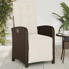 Sillón reclinable de jardín con reposapiés ratán PE marrón by , Garden chairs - Ref: Foro24-365186, Price: 148,43 €, Discount: %