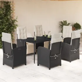 Set de comedor de jardín 7 pzas y cojines ratán sintético negro by , Garden sets - Ref: Foro24-3212518, Price: 948,92 €, Disc...