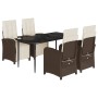 Set comedor de jardín 5 piezas y cojines ratán sintético marrón by , Garden sets - Ref: Foro24-3212545, Price: 632,62 €, Disc...