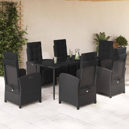 Set de comedor de jardín 7 pzas y cojines ratán sintético negro by , Garden sets - Ref: Foro24-3212532, Price: 821,19 €, Disc...