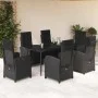 Set de comedor de jardín 7 pzas y cojines ratán sintético negro de , Conjuntos de jardín - Ref: Foro24-3212532, Precio: 870,7...
