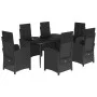 Set de comedor de jardín 7 pzas y cojines ratán sintético negro de , Conjuntos de jardín - Ref: Foro24-3212532, Precio: 870,7...