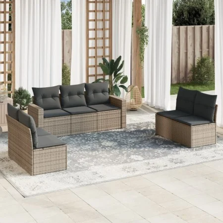 Set de sofás de jardín 7 piezas con cojines ratán PE gris by , Modular outdoor sofas - Ref: Foro24-3251167, Price: 421,15 €, ...