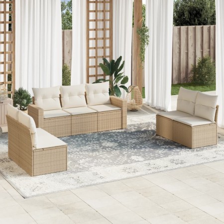 Gartensofagarnitur 7-teilig mit Kissen aus synthetischem Rattan in Beige. von , Modulare Sofas für den Außenbereich - Ref: Fo...