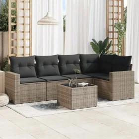 Gartenmöbel-Set, 6-teilig, mit grauen Polstern aus synthetischem Rattan. von , Modulare Sofas für den Außenbereich - Ref: For...
