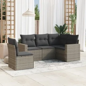 Gartensofa-Set mit 5-teiligen Kissen aus grauem synthetischem Rattan von , Modulare Sofas für den Außenbereich - Ref: Foro24-...