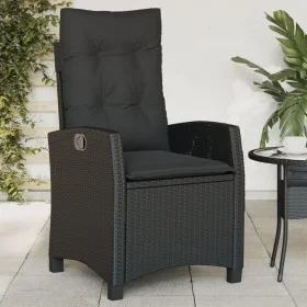 Sillón reclinable de jardín con cojines ratán sintético negro de , Sillas de jardín - Ref: Foro24-365209, Precio: 149,64 €, D...