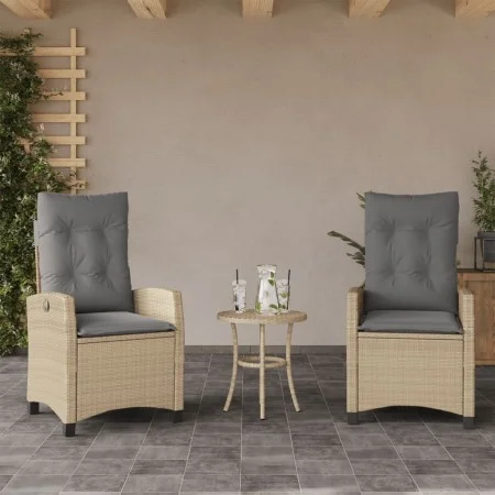 Sillones reclinables jardín y cojines beige mix 2 uds ratán PE by , Garden chairs - Ref: Foro24-365221, Price: 260,71 €, Disc...