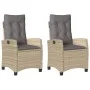 Sillones reclinables jardín y cojines beige mix 2 uds ratán PE by , Garden chairs - Ref: Foro24-365221, Price: 260,71 €, Disc...