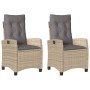 Sillones reclinables jardín y cojines beige mix 2 uds ratán PE by , Garden chairs - Ref: Foro24-365221, Price: 229,03 €, Disc...