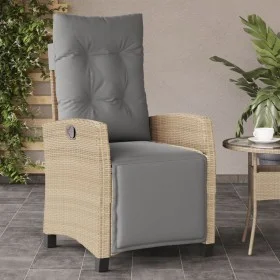 Gartenliege mit Fußstütze aus gemischtem beige-farbenem PE-Rattan. von , Gartenstühle - Ref: Foro24-365237, Preis: 184,10 €, ...