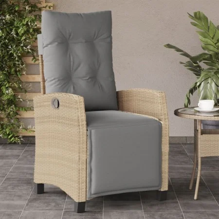 Sillón reclinable de jardín con reposapiés ratán PE beige mixto de , Sillas de jardín - Ref: Foro24-365237, Precio: 186,16 €,...