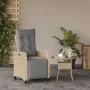 Sillón reclinable de jardín con reposapiés ratán PE beige mixto de , Sillas de jardín - Ref: Foro24-365237, Precio: 186,16 €,...