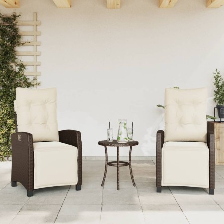 Sillones reclinables jardín y reposapiés 2 uds ratán PE marrón by , Garden chairs - Ref: Foro24-365242, Price: 267,26 €, Disc...