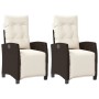 Sillones reclinables jardín y reposapiés 2 uds ratán PE marrón by , Garden chairs - Ref: Foro24-365242, Price: 267,26 €, Disc...