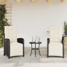 Sillones reclinables jardín con reposapiés 2 uds ratán PE negro