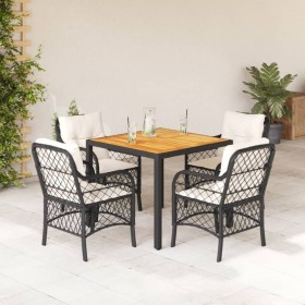 Gartenmöbel-Set, 5-teilig, mit schwarzen Polstern aus synthetischem Rattan von , Gartensets - Ref: Foro24-3212037, Preis: 462...