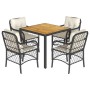 Set de muebles jardín 5 pzas con cojines ratán sintético negro by , Garden sets - Ref: Foro24-3212037, Price: 462,35 €, Disco...