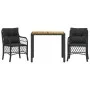 Tischchen und Stühle mit 3-teiligen schwarzen Kunststoff-Rattan-Kissen. von , Gartensets - Ref: Foro24-3212042, Preis: 335,58...