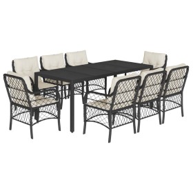 Garten-Essgruppe 9-teilig mit schwarzen Polstern aus synthetischem Rattan von , Gartensets - Ref: Foro24-3212023, Preis: 881,...