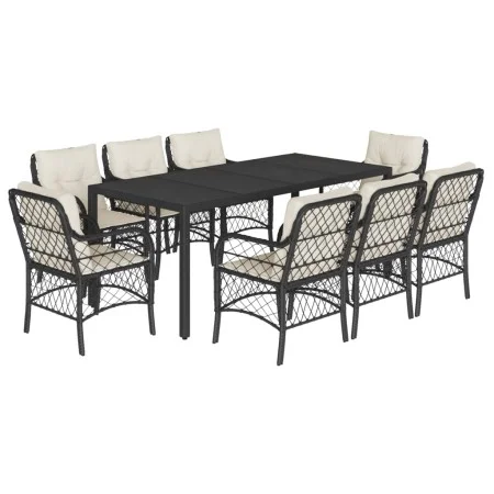 Garten-Essgruppe 9-teilig mit schwarzen Polstern aus synthetischem Rattan von , Gartensets - Ref: Foro24-3212023, Preis: 1,00...