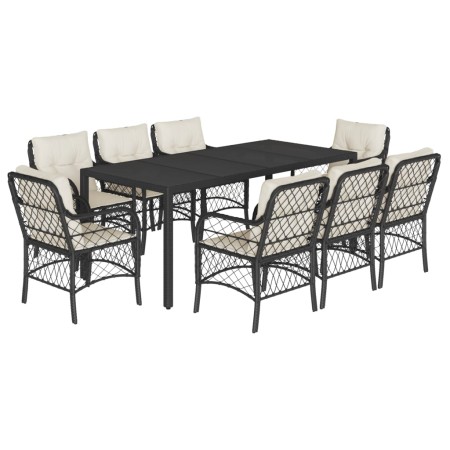 Set de comedor de jardín 9 pzas y cojines ratán sintético negro by , Garden sets - Ref: Foro24-3212023, Price: 881,68 €, Disc...