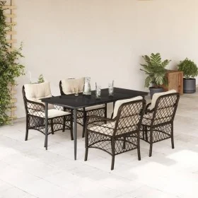 Set comedor de jardín 5 piezas y cojines ratán sintético marrón by , Garden sets - Ref: Foro24-3212113, Price: 516,67 €, Disc...