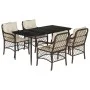 Set comedor de jardín 5 piezas y cojines ratán sintético marrón de , Conjuntos de jardín - Ref: Foro24-3212113, Precio: 516,7...