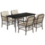 Set comedor de jardín 5 piezas y cojines ratán sintético marrón by , Garden sets - Ref: Foro24-3212113, Price: 496,83 €, Disc...