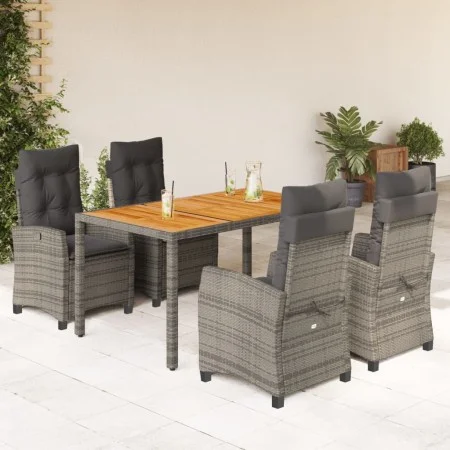 Garten-Essgruppe, 5-teilig, mit grauen Polstern aus synthetischem Rattan von , Gartensets - Ref: Foro24-3212674, Preis: 748,2...