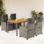 Garten-Essgruppe, 5-teilig, mit grauen Polstern aus synthetischem Rattan von , Gartensets - Ref: Foro24-3212674, Preis: 611,3...