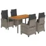 Garten-Essgruppe, 5-teilig, mit grauen Polstern aus synthetischem Rattan von , Gartensets - Ref: Foro24-3212674, Preis: 748,2...