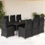 Set de comedor de jardín 9 pzas y cojines ratán sintético negro by , Garden sets - Ref: Foro24-3212750, Price: 1,00 €, Discou...