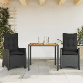 Set comedor de jardín 3 pzas con cojines ratán sintético negro by , Garden sets - Ref: Foro24-3212662, Price: 415,32 €, Disco...
