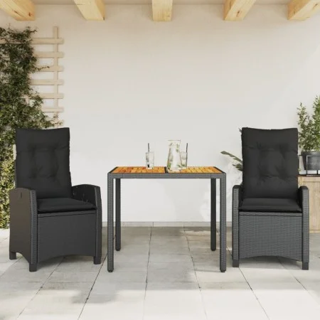 Garten-Essgruppe, 3-teilig, mit schwarzen Polstern aus synthetischem Rattan von , Gartensets - Ref: Foro24-3212662, Preis: 41...