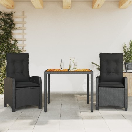 Set comedor de jardín 3 pzas con cojines ratán sintético negro by , Garden sets - Ref: Foro24-3212662, Price: 382,03 €, Disco...