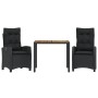 Set comedor de jardín 3 pzas con cojines ratán sintético negro by , Garden sets - Ref: Foro24-3212662, Price: 382,03 €, Disco...