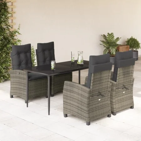 Set comedor de jardín 5 piezas con cojines ratán sintético gris by , Garden sets - Ref: Foro24-3212786, Price: 741,92 €, Disc...