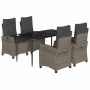 Set comedor de jardín 5 piezas con cojines ratán sintético gris by , Garden sets - Ref: Foro24-3212786, Price: 741,92 €, Disc...
