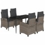 Set comedor de jardín 5 piezas con cojines ratán sintético gris by , Garden sets - Ref: Foro24-3212786, Price: 613,43 €, Disc...