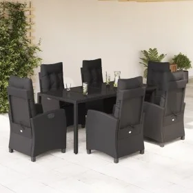Set de comedor de jardín 7 pzas y cojines ratán sintético negro by , Garden sets - Ref: Foro24-3212641, Price: 1,00 €, Discou...
