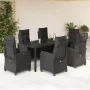 Set de comedor de jardín 7 pzas y cojines ratán sintético negro by , Garden sets - Ref: Foro24-3212641, Price: 935,02 €, Disc...
