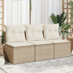 Sofá de jardín de 3 plazas con cojines ratán sintético beige by , Outdoor sofas - Ref: Foro24-366077, Price: 177,51 €, Discou...