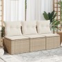 Sofá de jardín de 3 plazas con cojines ratán sintético beige by , Outdoor sofas - Ref: Foro24-366077, Price: 169,30 €, Discou...